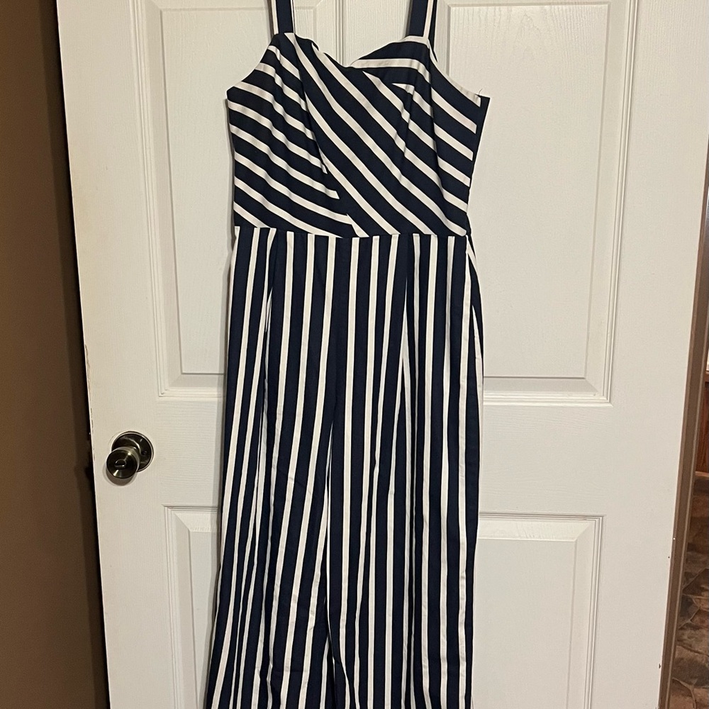 Gianni Bini Navy and White Striped Jumpsuit